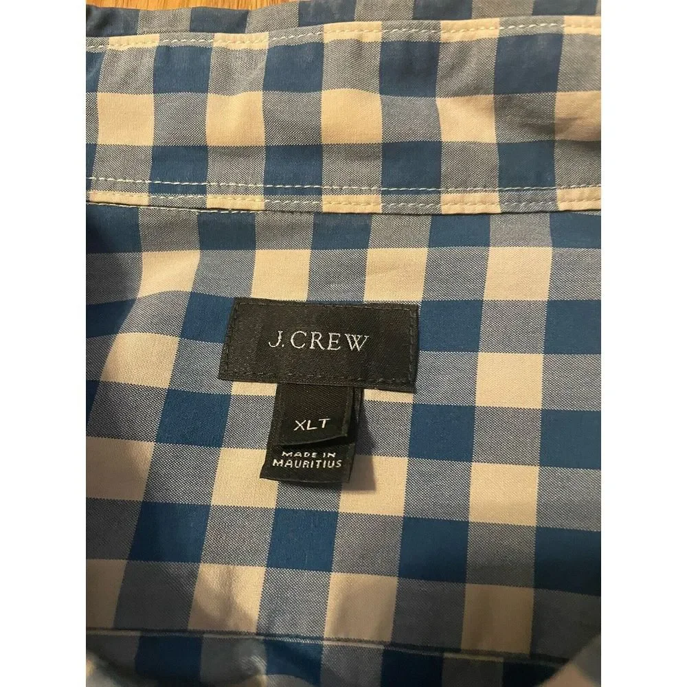 J.CREW Long Sleeve XL Blue Check Button‎ Down Cotton Shirt